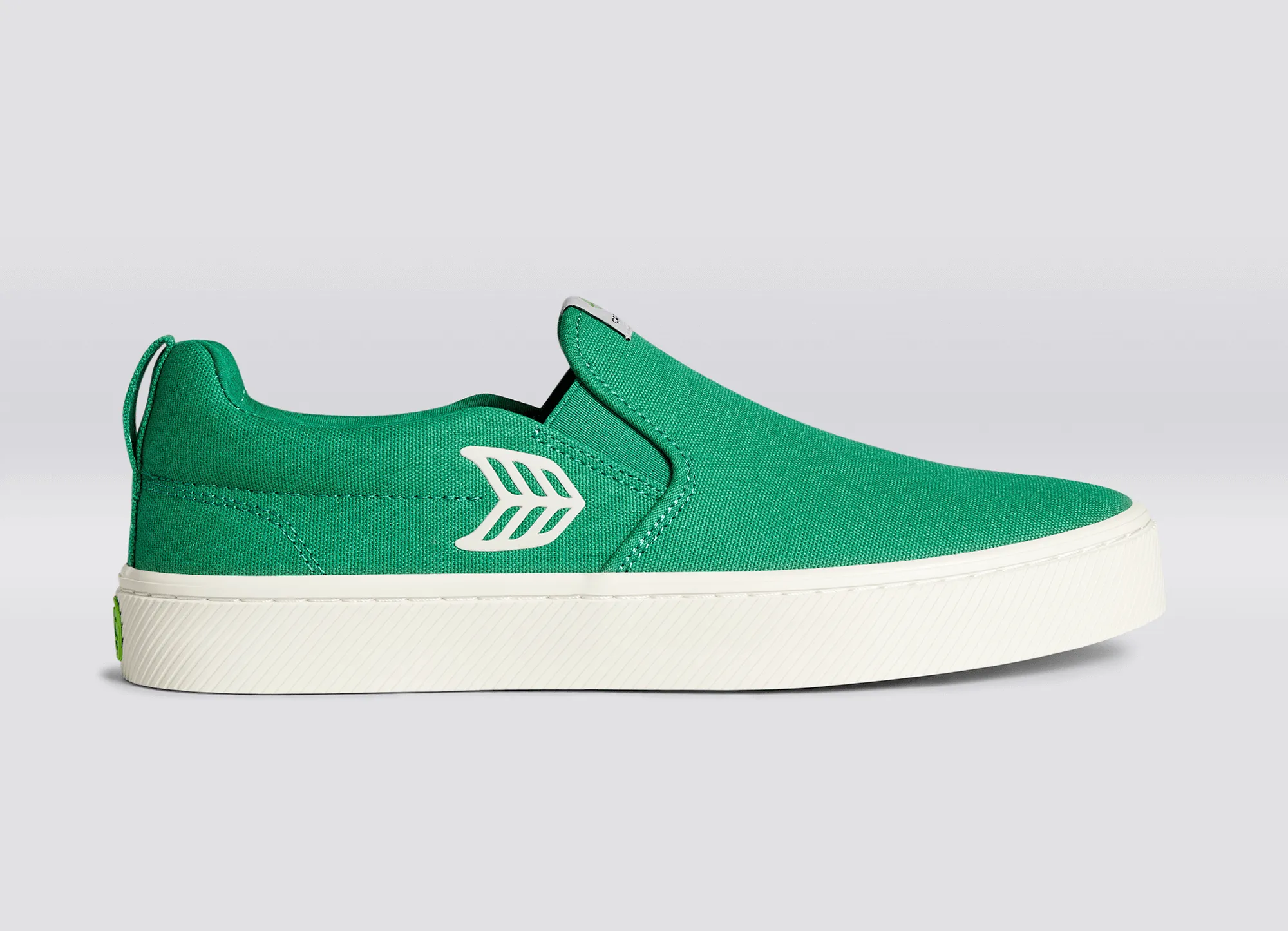 SLIP ON Green Canvas Ivory Logo Sneaker Men
