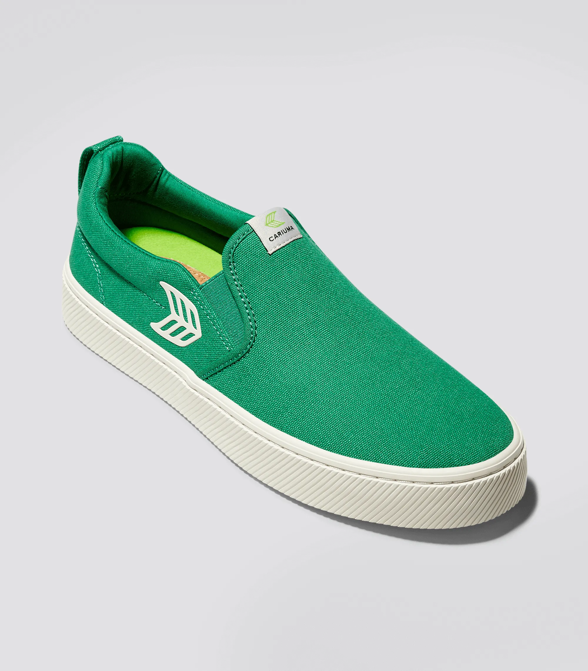 SLIP ON Green Canvas Ivory Logo Sneaker Men