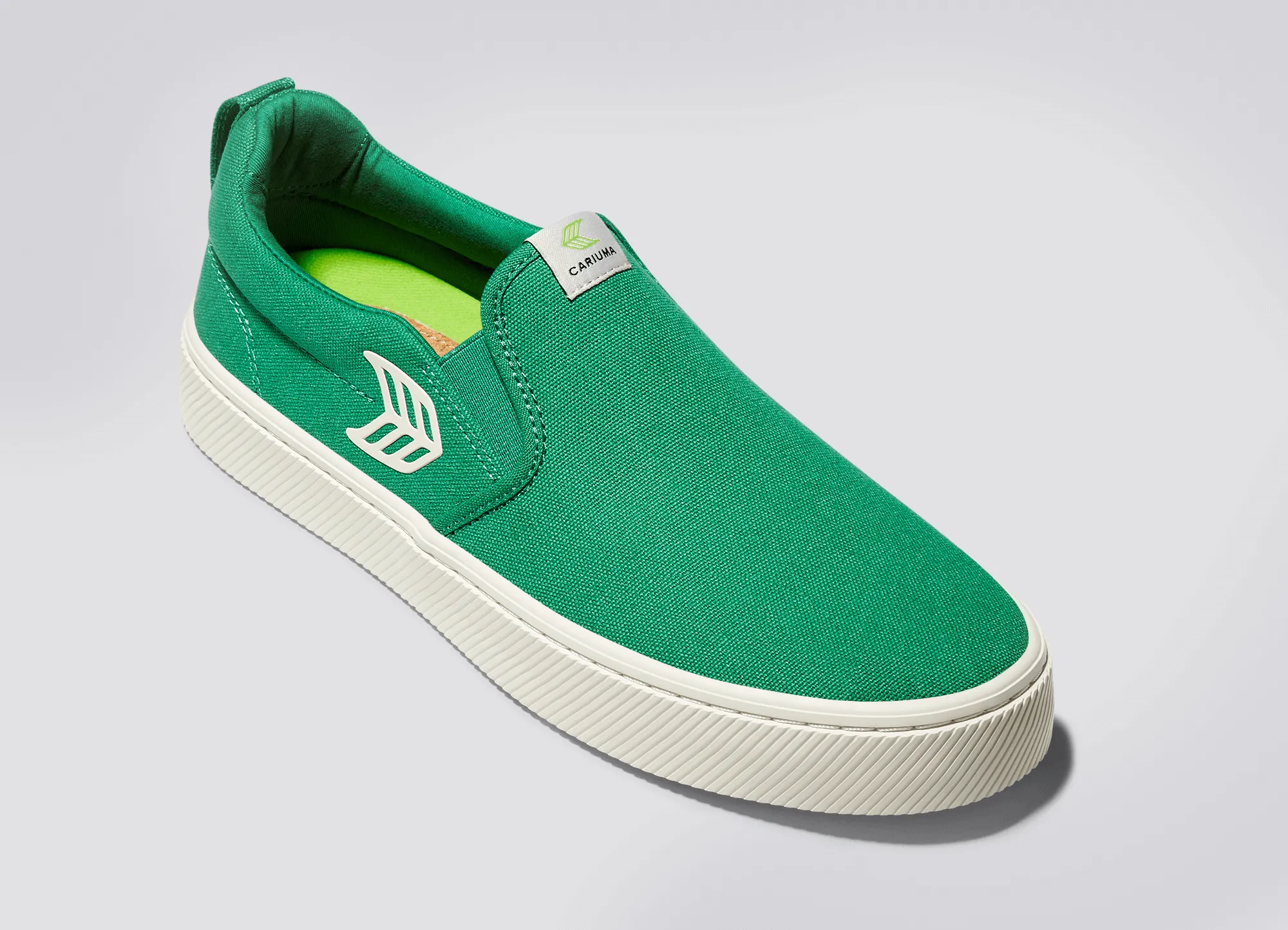 SLIP ON Green Canvas Ivory Logo Sneaker Men