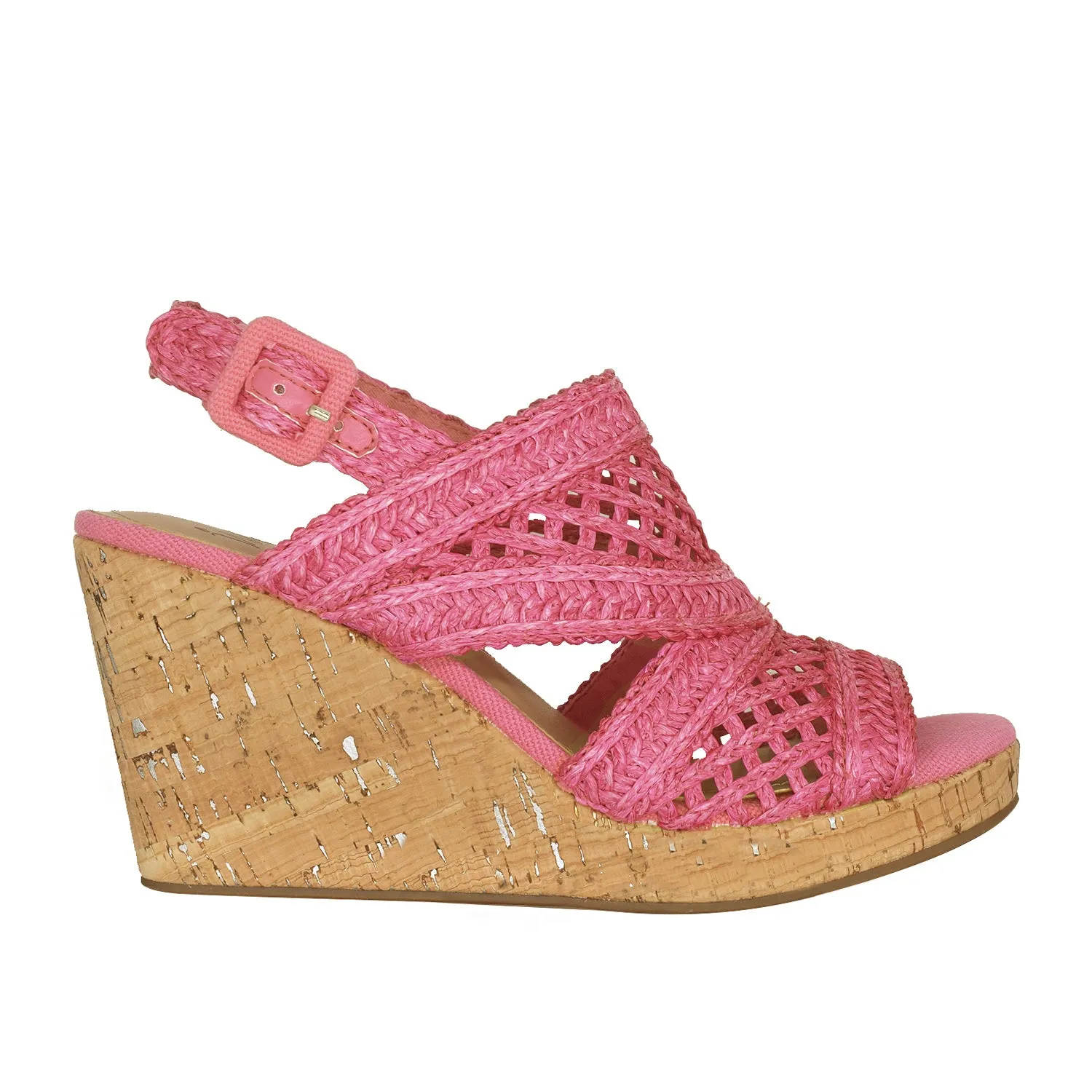 Teangi Woven Raffia Wedge Sandal with Memory Foam
