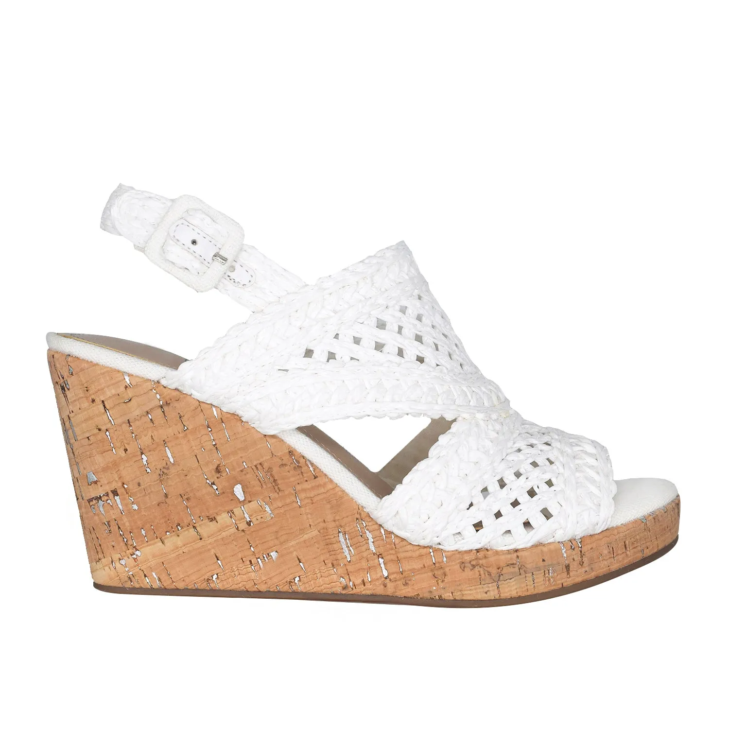 Teangi Woven Raffia Wedge Sandal with Memory Foam