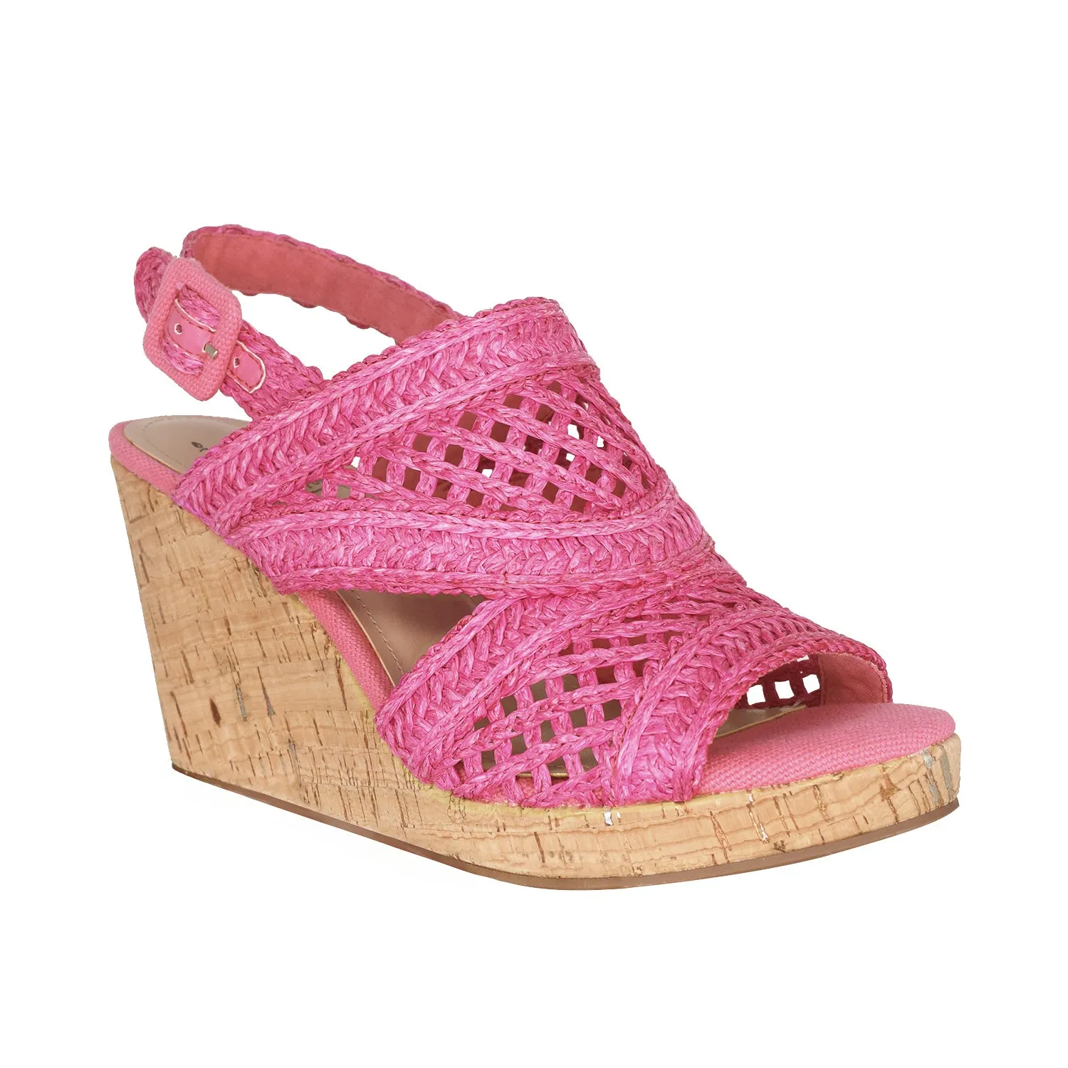 Teangi Woven Raffia Wedge Sandal with Memory Foam