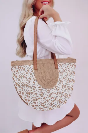 Warm Weather Charm Woven Tote - Taupe